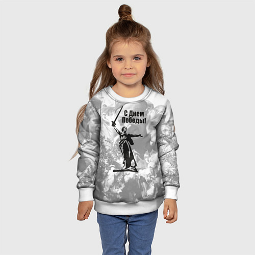 Детский свитшот Победа 80 лет родина мать / 3D-Белый – фото 4