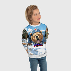 Свитшот детский Медведь отжимается - я русский, цвет: 3D-белый — фото 2