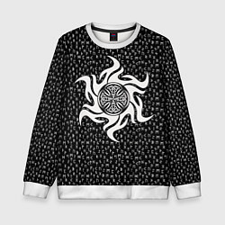 Свитшот детский Языческий узорный крест и руны, цвет: 3D-белый