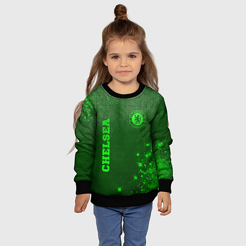 Детский свитшот Chelsea - green gradient вертикально / 3D-Черный – фото 4