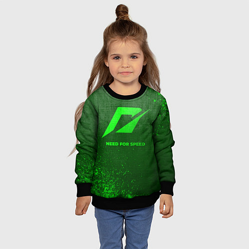 Детский свитшот Need for Speed - green gradient / 3D-Черный – фото 4