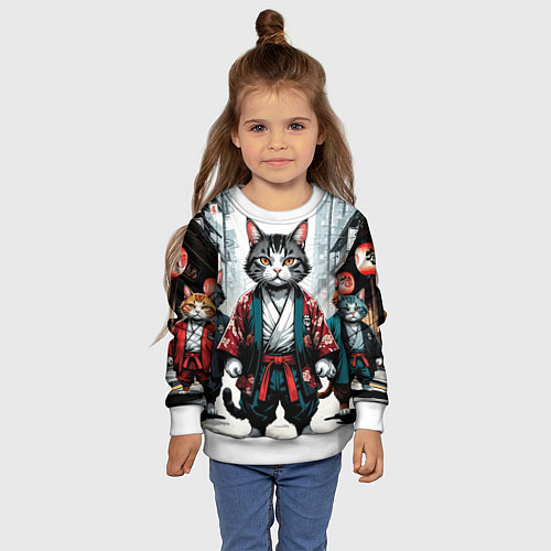Детский свитшот Коты якудза / 3D-Белый – фото 4