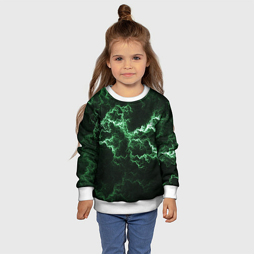 Детский свитшот Lightning green line / 3D-Белый – фото 4
