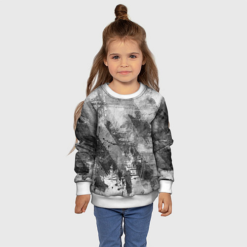 Детский свитшот Абстракция - atomic gray / 3D-Белый – фото 4