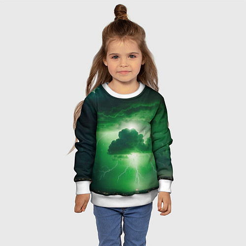 Детский свитшот Зелёный гром / 3D-Белый – фото 4