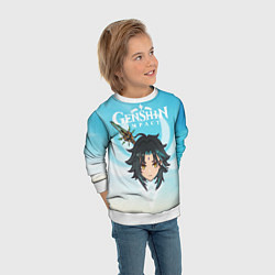 Свитшот детский Genshin Impact - персонаж Сяо, цвет: 3D-белый — фото 2