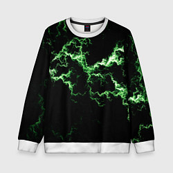 Свитшот детский Lightning green glow, цвет: 3D-белый