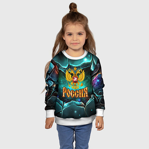 Детский свитшот Россия - объемные плиты / 3D-Белый – фото 4