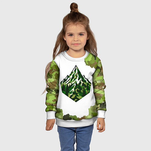 Детский свитшот Камуфляж альпениста / 3D-Белый – фото 4