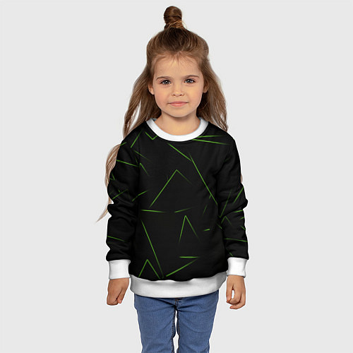 Детский свитшот Color green line / 3D-Белый – фото 4