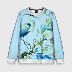 Детский свитшот Акварельная цапля у пруда
