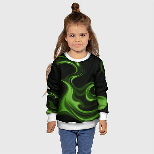 Детский свитшот Green black / 3D-Белый – фото 4