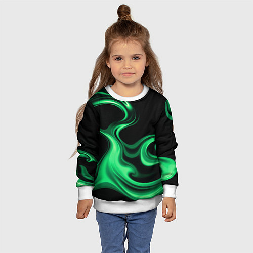 Детский свитшот Color green smoke / 3D-Белый – фото 4