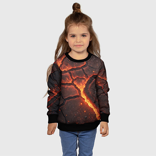 Детский свитшот Огонь и лава / 3D-Черный – фото 4