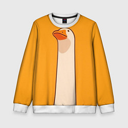 Свитшот детский Гусь смотрит, цвет: 3D-белый