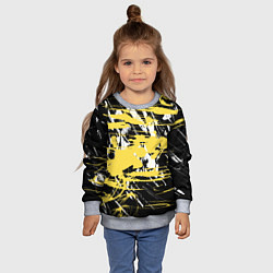 Свитшот детский Желтая краска на черном, цвет: 3D-меланж — фото 2