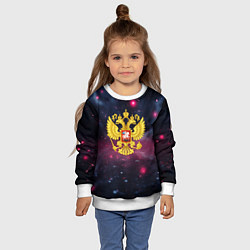 Свитшот детский Герб России и фиолетовое свечение, цвет: 3D-белый — фото 2
