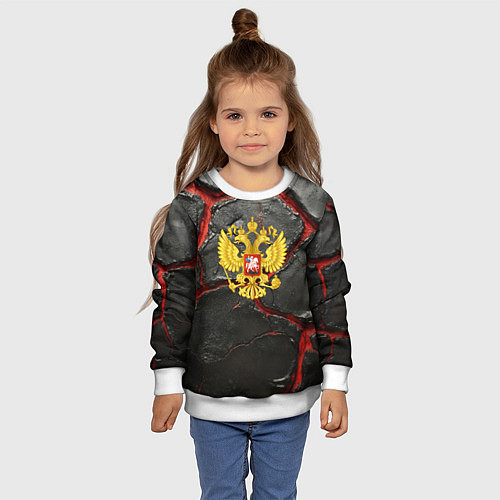 Детский свитшот Герб России черные плиты / 3D-Белый – фото 4