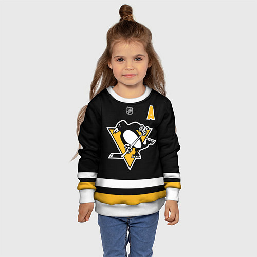 Детский свитшот Малкин - черная форма / 3D-Белый – фото 4