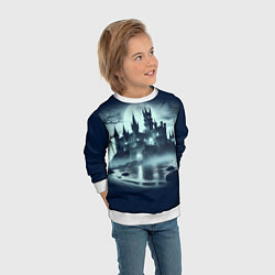 Свитшот детский Готический замок у пруда, цвет: 3D-белый — фото 2