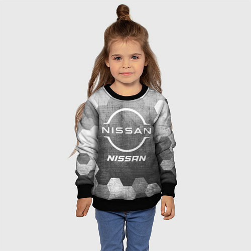 Детский свитшот Nissan - grey gradient / 3D-Черный – фото 4