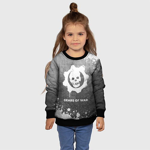 Детский свитшот Gears of War - grey gradient / 3D-Черный – фото 4