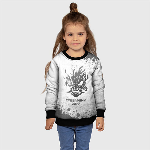 Детский свитшот Cyberpunk 2077 - white gradient / 3D-Черный – фото 4