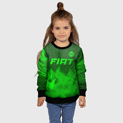 Детский свитшот Fiat - green gradient посередине / 3D-Черный – фото 4