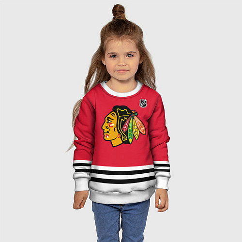 Детский свитшот Бобби Халл - Чикаго Блэкхокс / 3D-Белый – фото 4