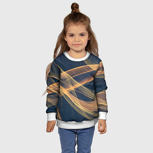 Детский свитшот Световые волны / 3D-Белый – фото 4