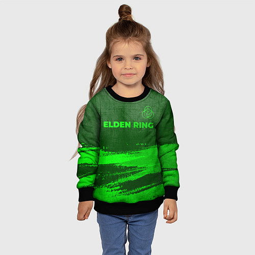 Детский свитшот Elden Ring - green gradient посередине / 3D-Черный – фото 4