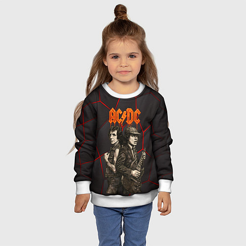 Детский свитшот ACDC спинами друг другу / 3D-Белый – фото 4