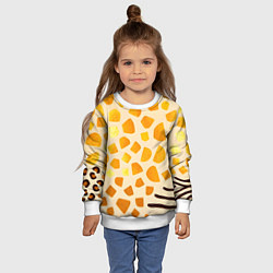 Свитшот детский Золотистые пятна жирафа, цвет: 3D-белый — фото 2