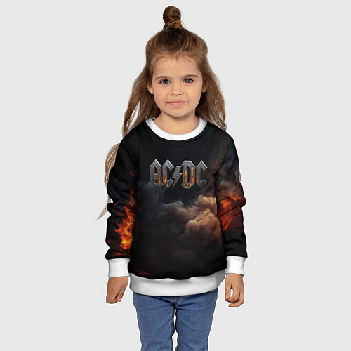 Детский свитшот ACDC металлический лого / 3D-Белый – фото 4