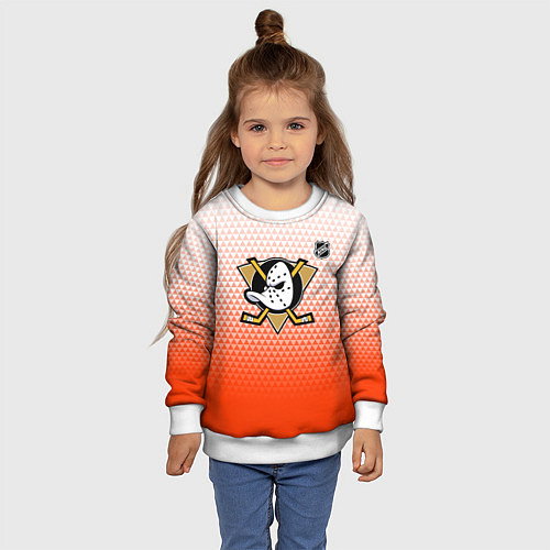 Детский свитшот Анахайм Дакс - оранжевая геометрия / 3D-Белый – фото 4