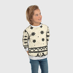 Свитшот детский Африканские примитивные узоры, цвет: 3D-белый — фото 2