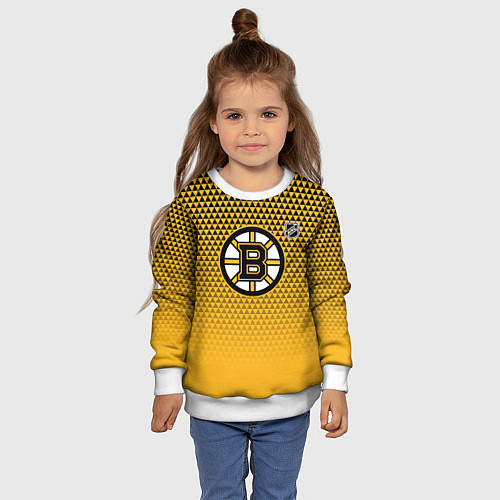 Детский свитшот Бостон Брюинз - паттерн треугольников / 3D-Белый – фото 4