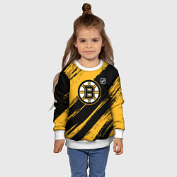 Свитшот детский Бостон Брюинз - брызги краски, цвет: 3D-белый — фото 2