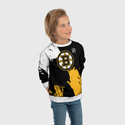 Свитшот детский Бостон Брюинз - разлитая краска, цвет: 3D-белый — фото 2