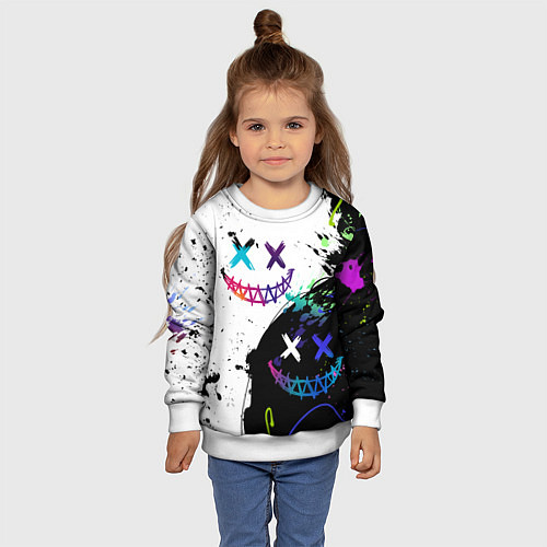 Детский свитшот Неоновые брызги - жуткие улыбки / 3D-Белый – фото 4