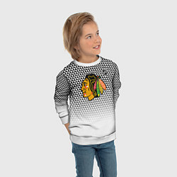 Свитшот детский Чикаго Блэкхокс - геометрический паттерн с градиен, цвет: 3D-белый — фото 2