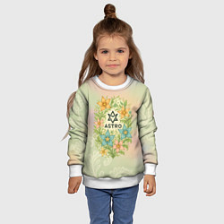 Свитшот детский Astro логотип в цветочках, цвет: 3D-белый — фото 2