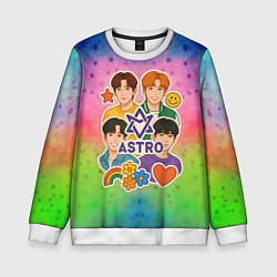 Свитшот детский Astro коллаж из стикеров, цвет: 3D-белый