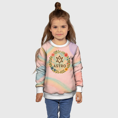 Детский свитшот Astro круглый цветочный логотип / 3D-Белый – фото 4