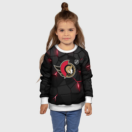 Детский свитшот Оттава Сенаторз - НХЛ хоккей / 3D-Белый – фото 4