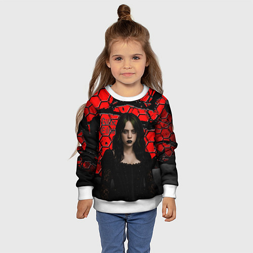 Детский свитшот Билли Айлиш готический образ / 3D-Белый – фото 4
