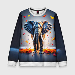 Детский свитшот Геометрический слон и цветные полигоны