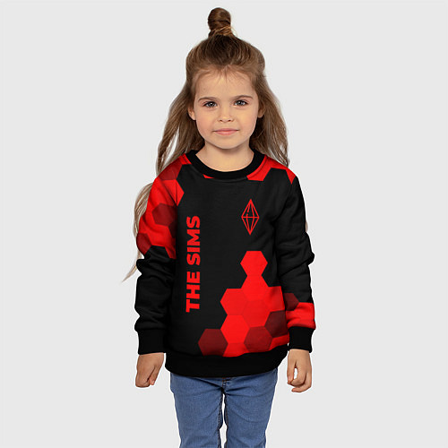 Детский свитшот The Sims - red gradient вертикально / 3D-Черный – фото 4