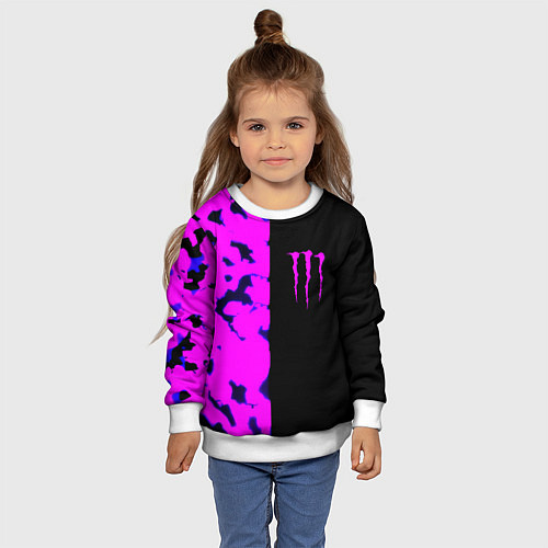 Детский свитшот Monster energy neon camo / 3D-Белый – фото 4