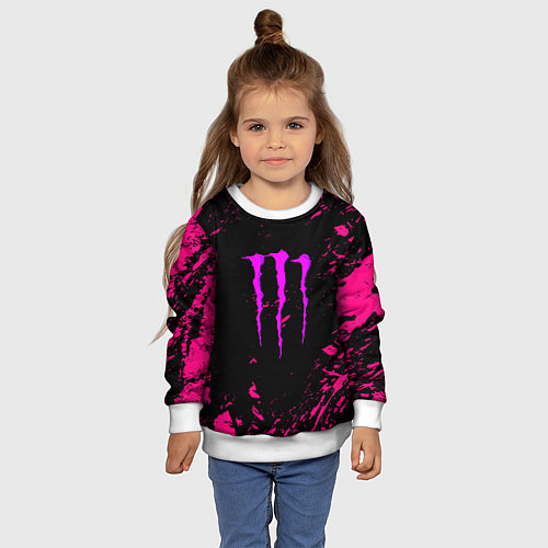 Детский свитшот Monster energy неоновые краски лого / 3D-Белый – фото 4